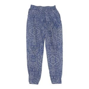 Cato Women’s Blue Paisley Harem Jogger Pants Size Small Elastic Waist Pockets